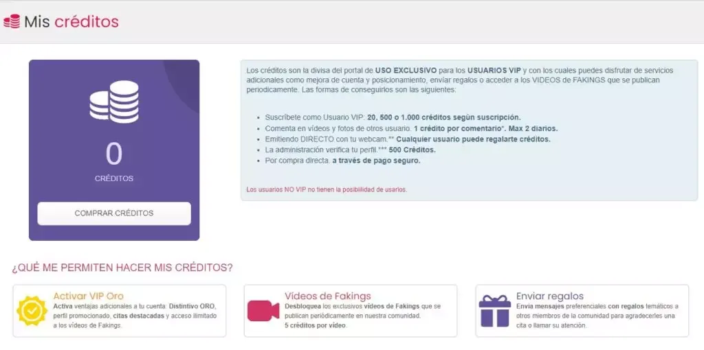 precio de los créditos en parejas.net