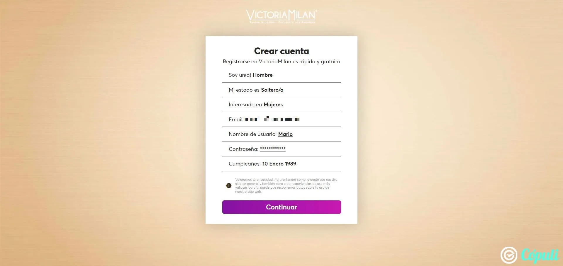 Registro Victoria Milan